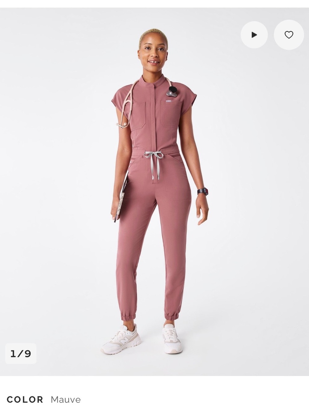 FIGS Rafaela Scrub Jumpsuit - Mauve XS Petite